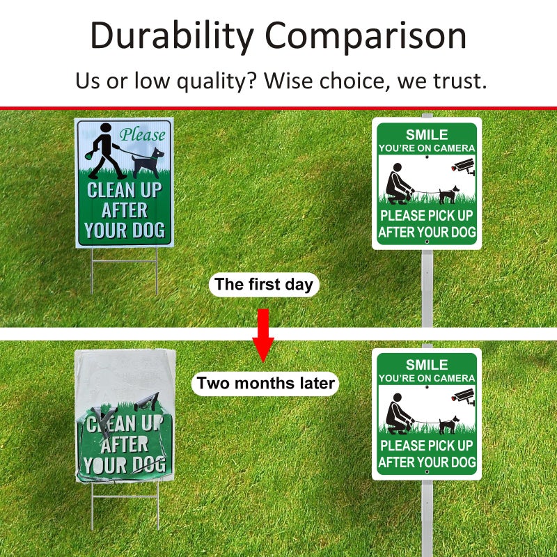 i-CowFun Heavy Duty Metal Pick Up After Your Dog Sign Camera, 12"" x 10"" Aluminum Clean Up After Your Dog Sign with 28"" Stake, Weather Resistant - Image 4